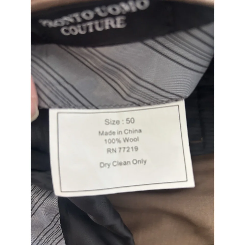 Pronto Uomo Men's Couture Suit Dress Pant 100% Wool‎ 50x36 Brown Unhemmed $169